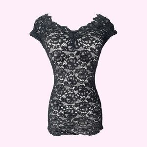 SOLD | Japanese brand sheer black lace floral blouse top